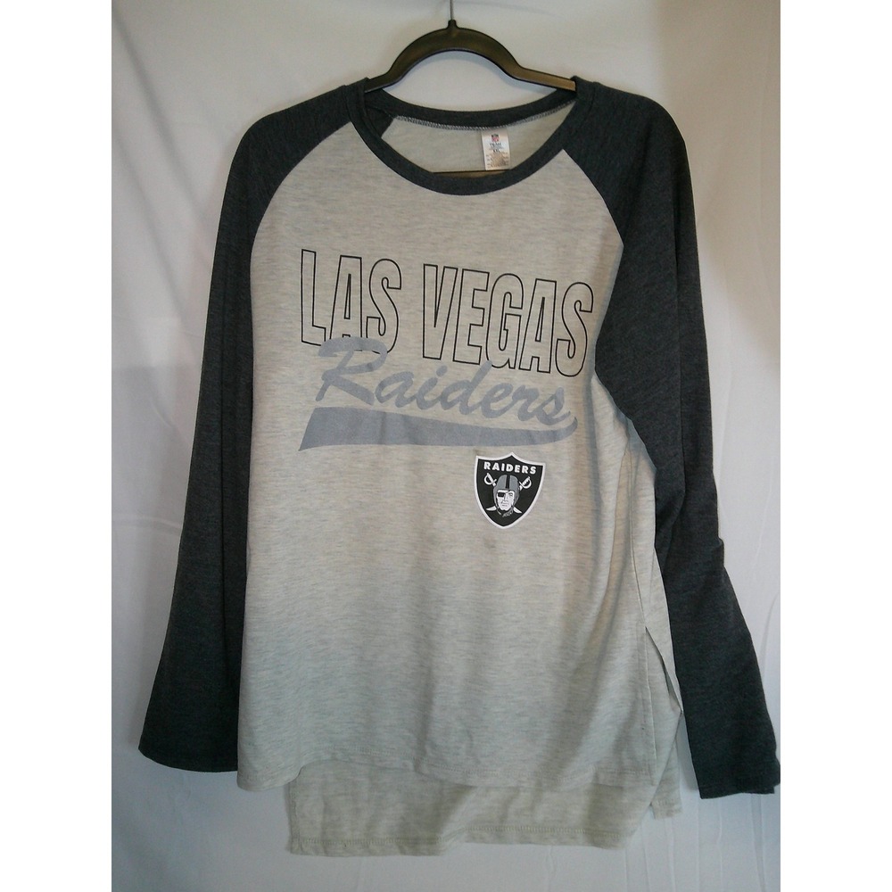 Las Vegas Raiders NFL Team Apparel Gray Black Raglan XXL Long Sleeve Shirt